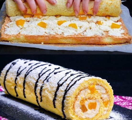 Titel: Mandarinen-Biskuitrolle - Fruchtige Leichtigkeit auf dem Teller!