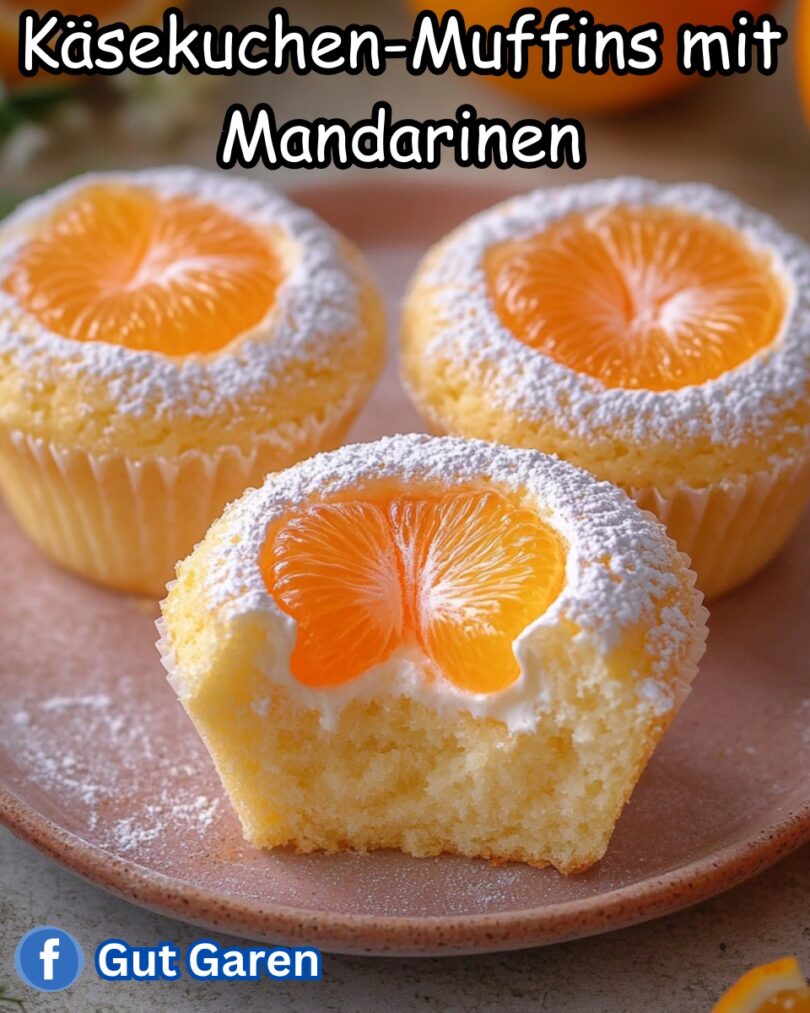 Käsekuchen-Muffins mit Mandarinen