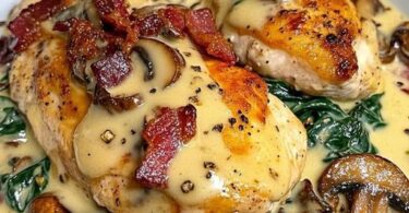 Hähnchenpfanne mit Spinat und Champignons