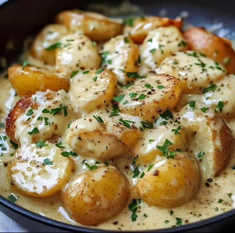 Kartoffeln in cremiger Knoblauch-Sahnesoße