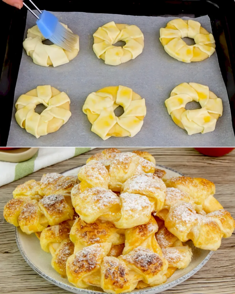 Apfelrosen aus Blätterteig mit Zimt und Puderzucker