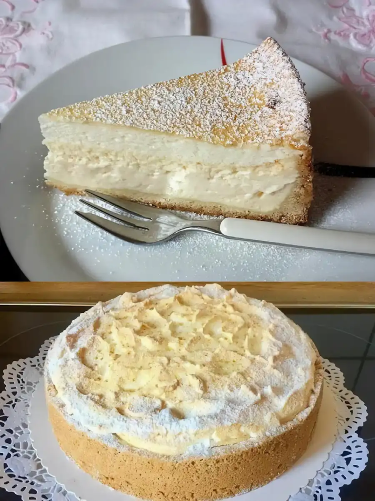 Pudding-Schneekuchen mit Quark und Baiser