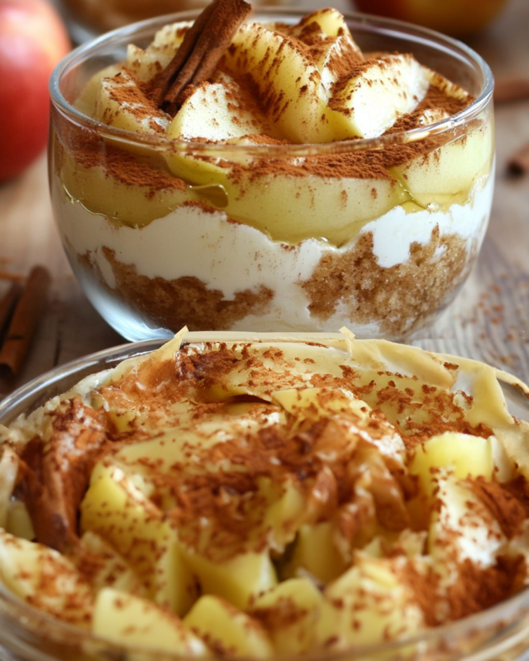 Apfel-Zimt-Tiramisu mit Apfelscheiben und Zimt