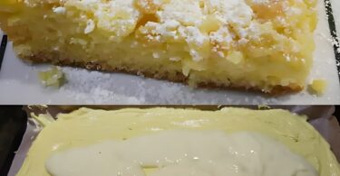 Streuselkuchen mit 2 Packung Vanillepudding und 40 Minuten Backzeit