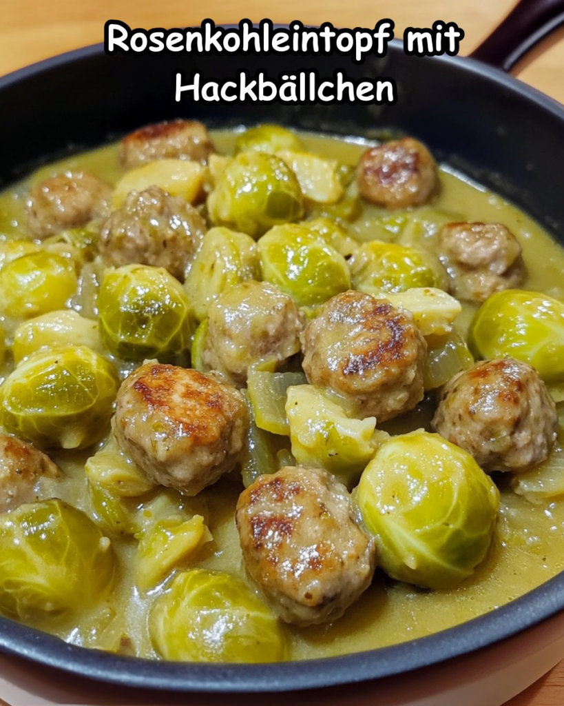 Rosenkohleintopf mit Hackbällchen, Kartoffeln und Möhren