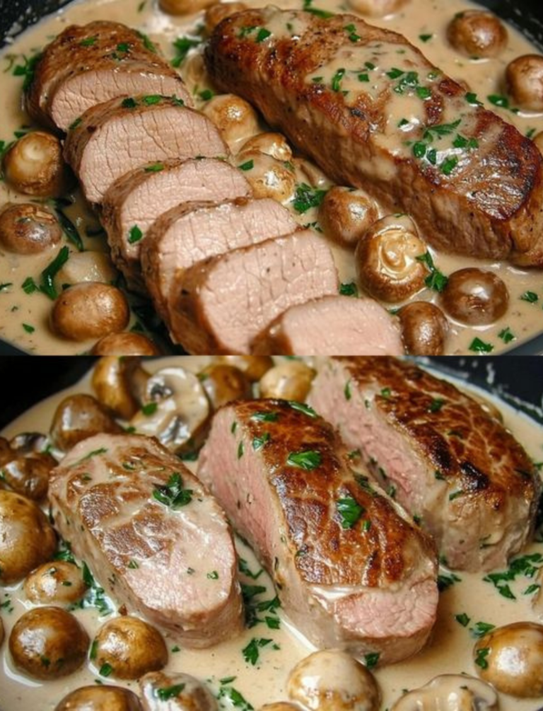 Schnitzelpfanne mit Champignons, Käse und Sahnesoße