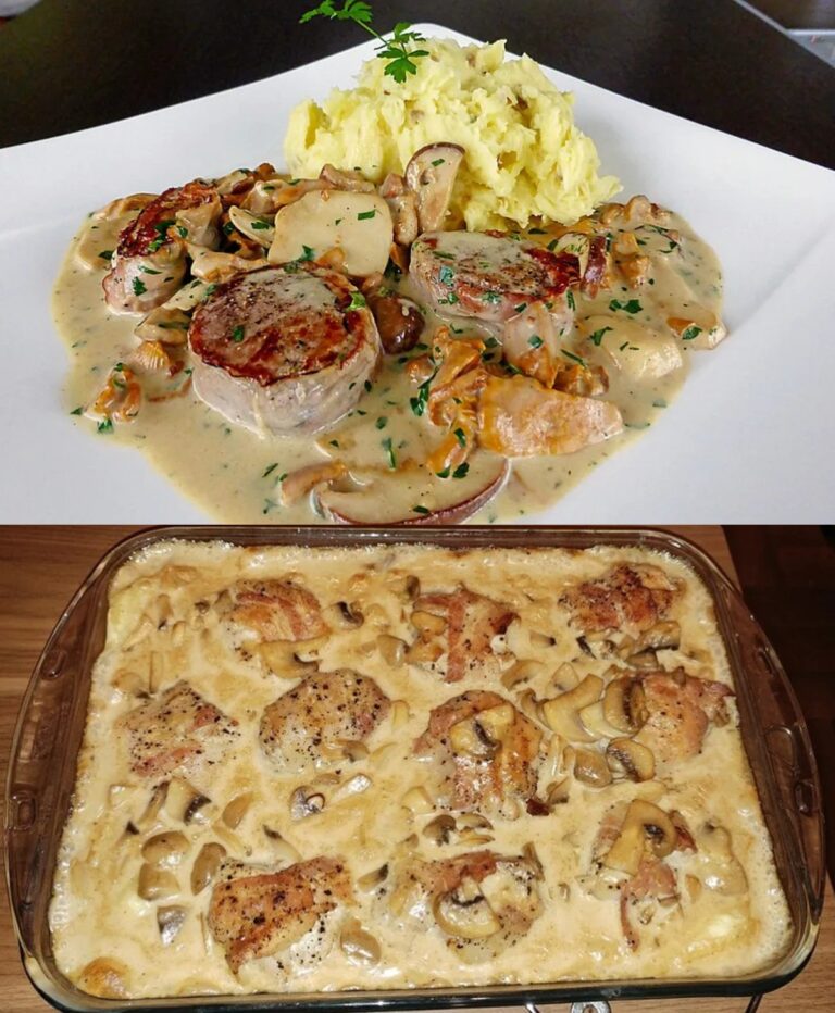 Schweinemedaillons in Pilzrahmsoße mit Champignons und Spätzle