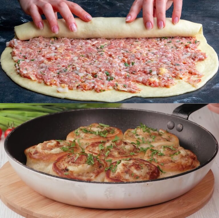 Hackfleischrolle mit Pizzateig und Käse