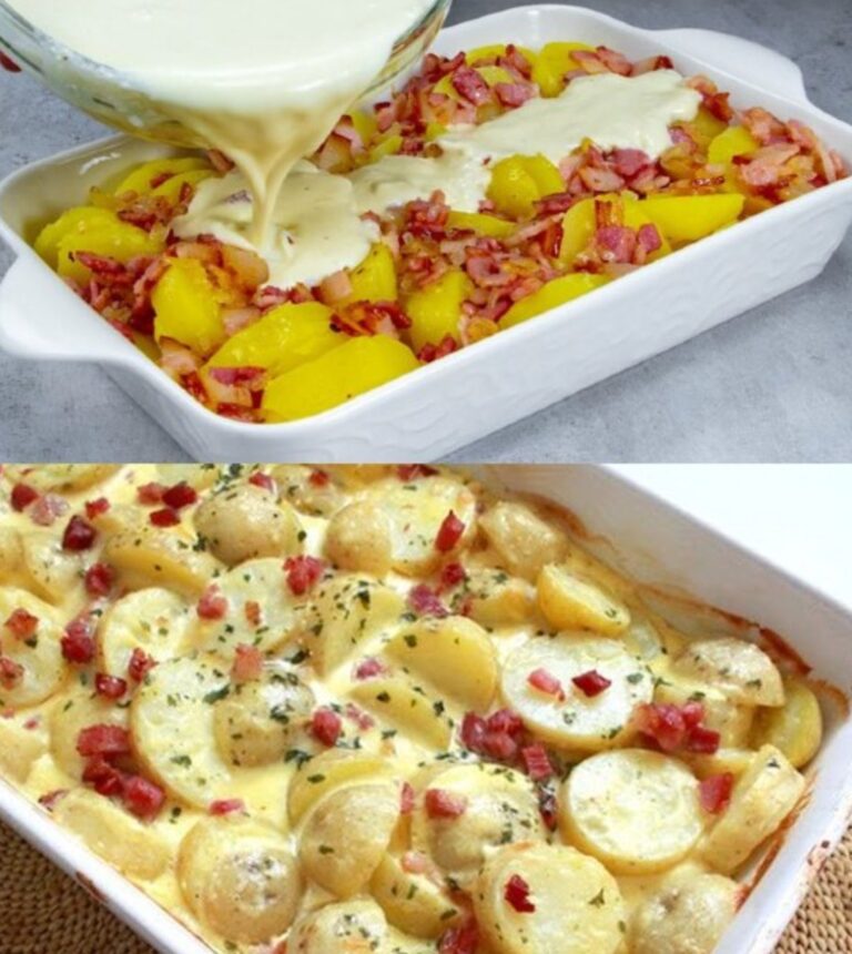 Kartoffeln nach Carbonara-Art mit Speck und Parmesan