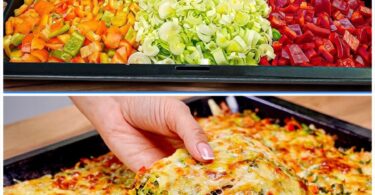 Schnelle gemüsepizza mit joghurtsauce: einfach das gemüse schneiden und im ofen backen!