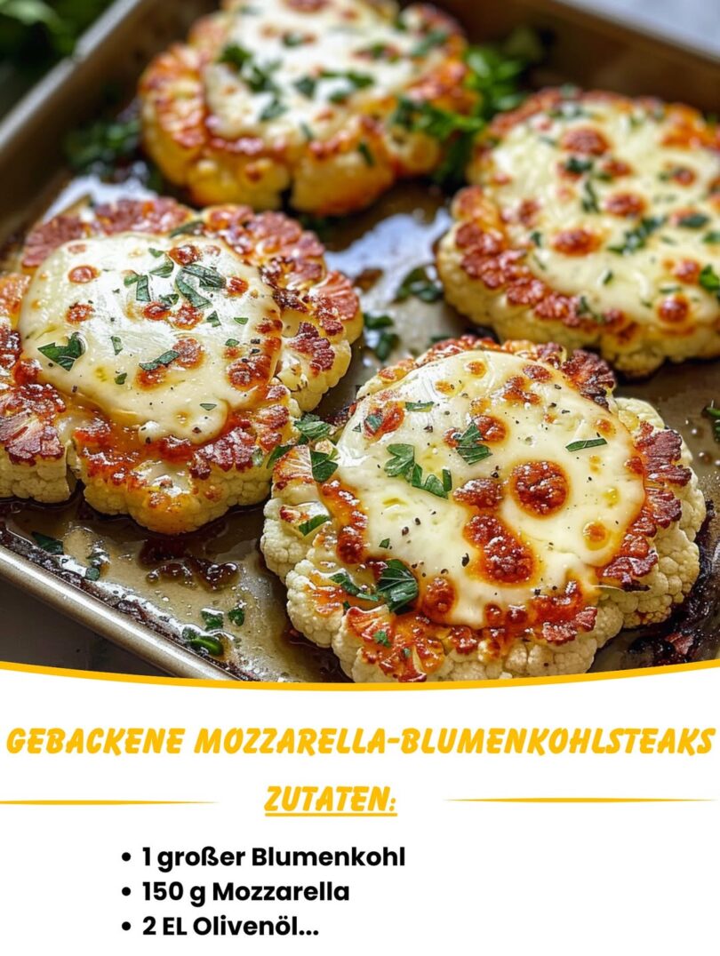 Gebackene Mozzarella-Blumenkohlsteaks: Ein unwiderstehlicher Genuss für Genießer