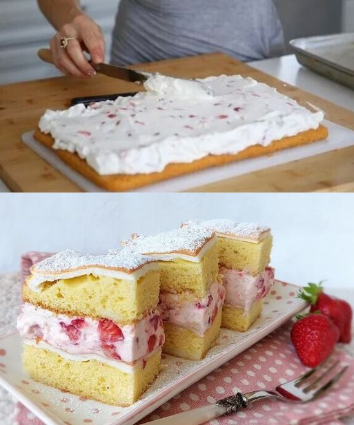 🍓 Erdbeertraum-Schnitten – supersaftig, sahnig & einfach zum Verlieben!