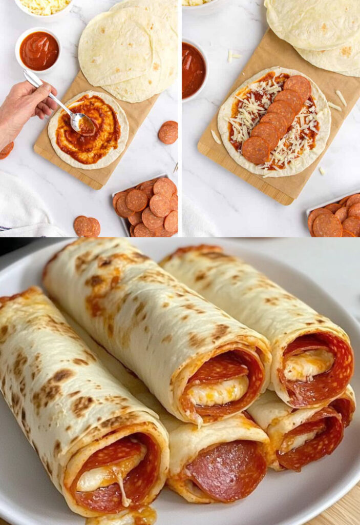 Pizzarollen aus dem Airfryer mit Salami und Mozzarella