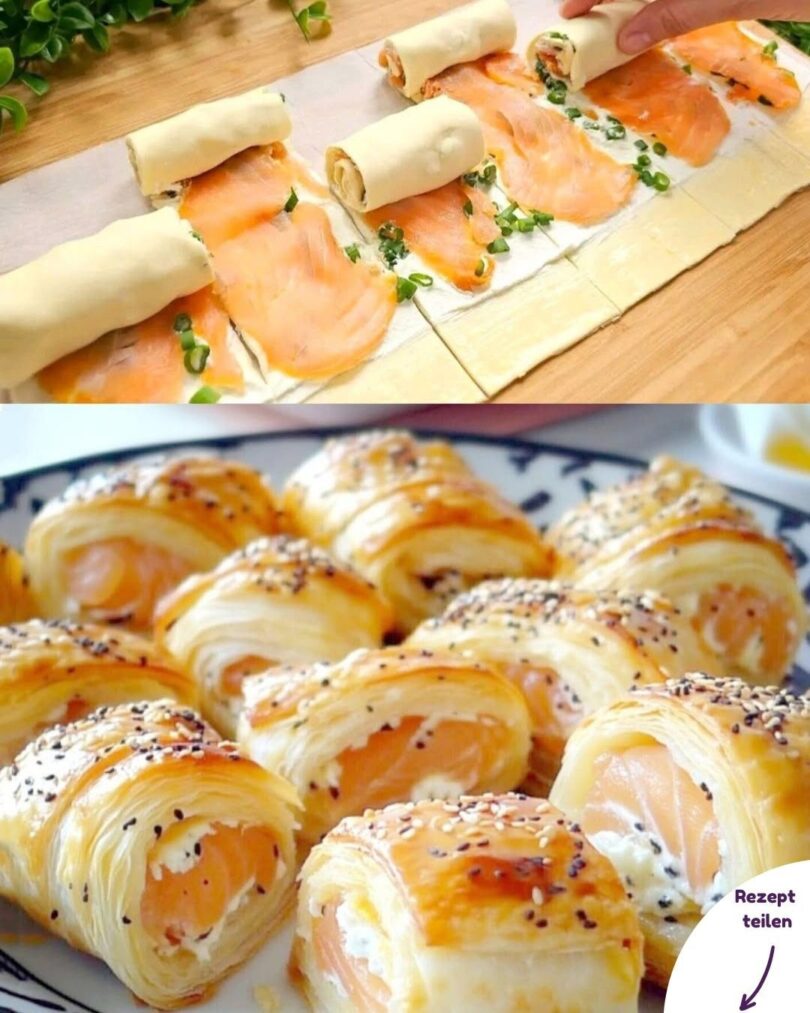 🐟🥐 Blätterteig-Lachs-Röllchen – Sooo lecker!