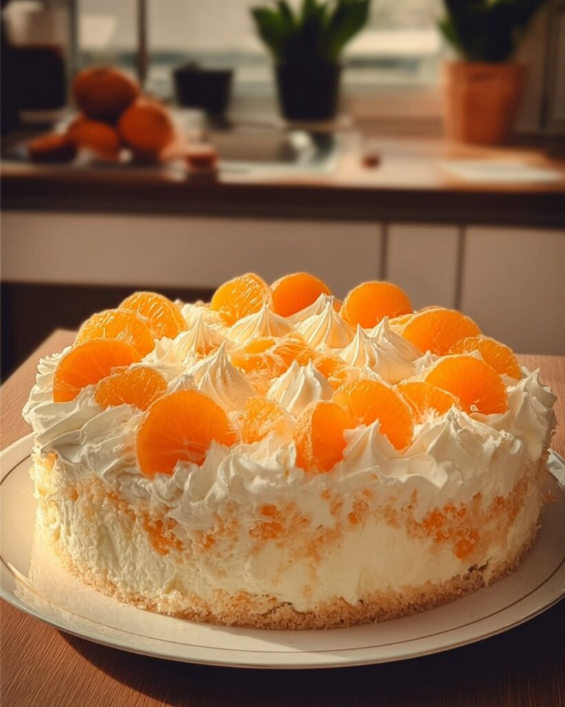 🍊 Luftiger Fantakuchen mit Mandarinen & Vanillecreme