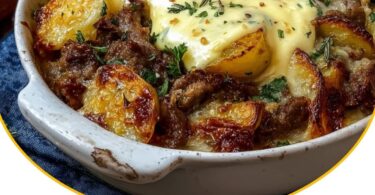 Gyros-Auflauf mit Knoblauch & Sauce Hollandaise