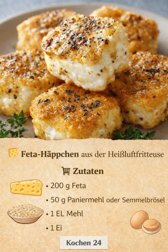 Feta-Häppchen aus der Heißluftfritteuse – knusprig & schnell