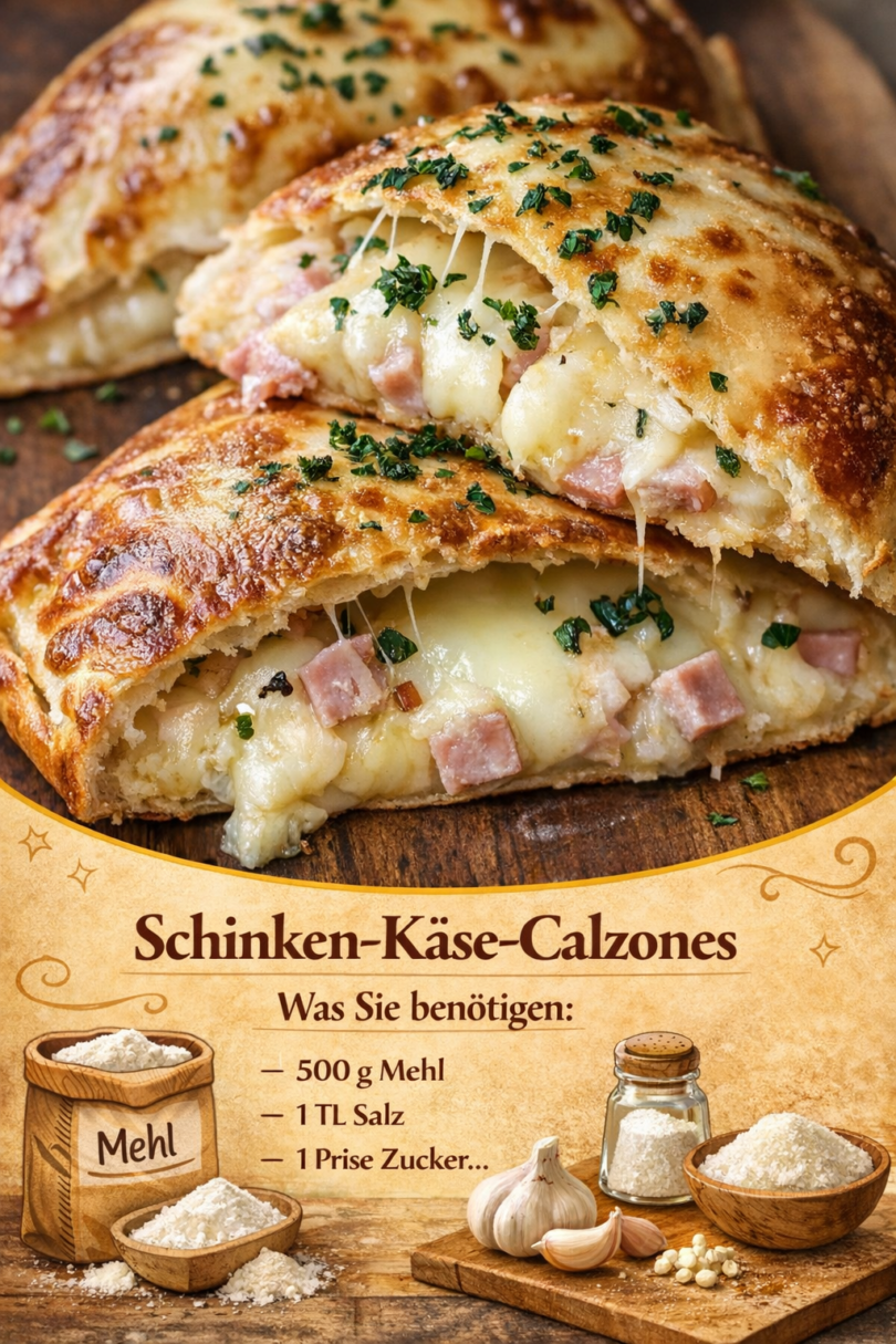 🥙🧀 Schinken-Käse-Calzones – außen knusprig, innen herrlich saftig