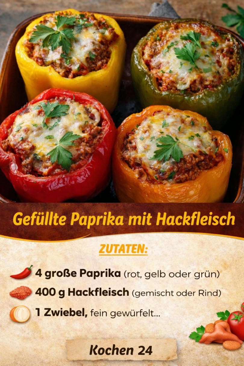 Gefüllte Paprika mit Hackfleisch – klassisch, saftig & familienlieb