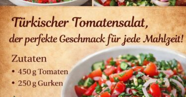 🥗 Türkischer Gurken-Tomaten-Salat mit Zwiebeln & Peperoni