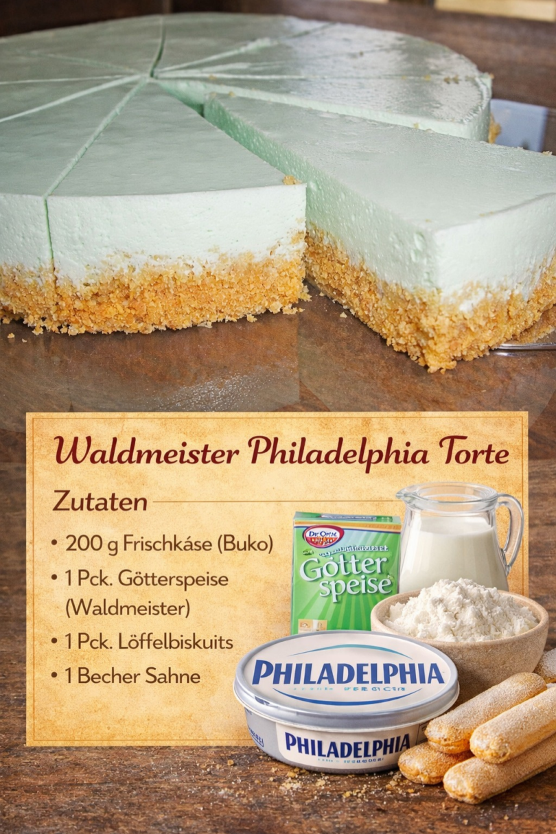 🍰 Waldmeister-Philadelphia-Torte – Frisch, cremig & ganz ohne Backen!