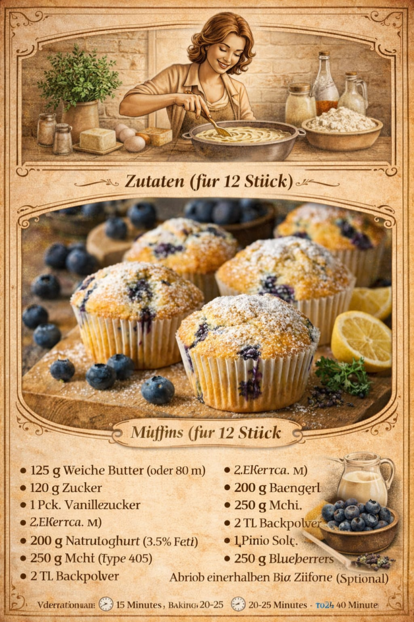 Saftige Blaubeermuffins mit Joghurt 🫐🧁