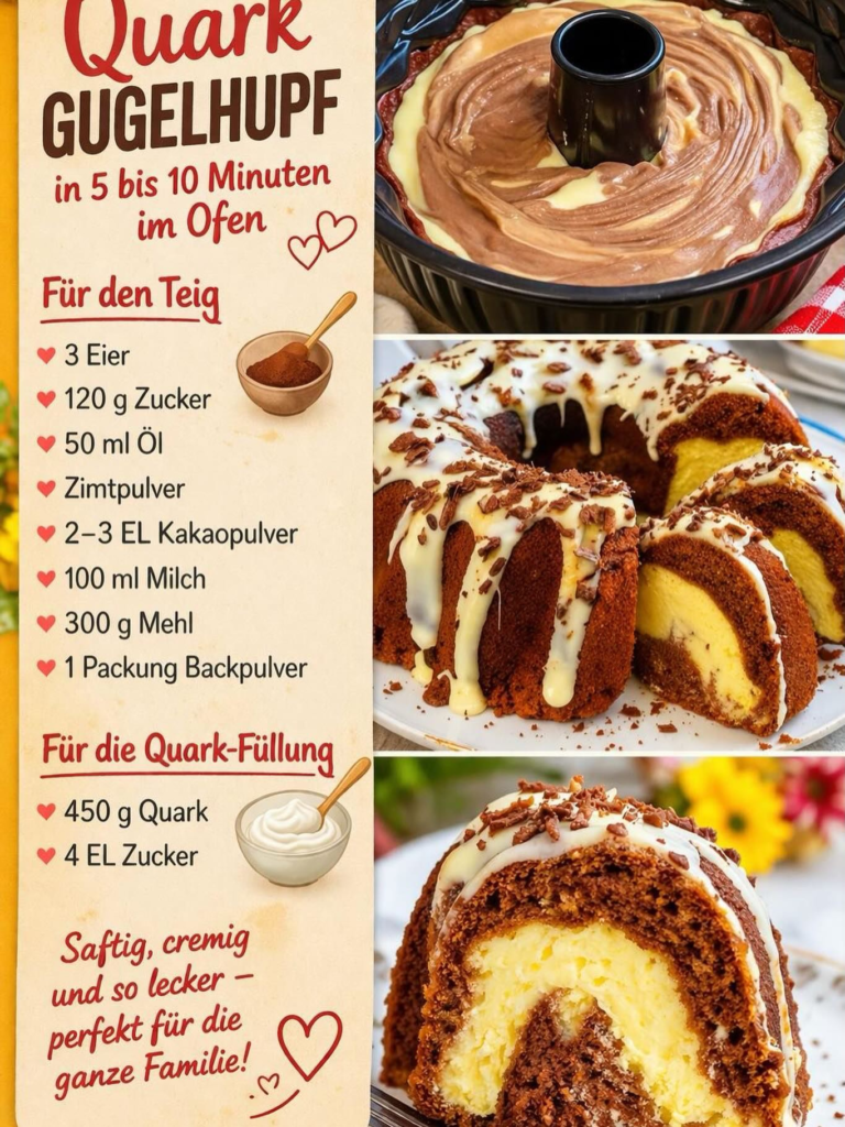 Schoko-Quark-Gugelhupf mit cremiger Quarkfüllung