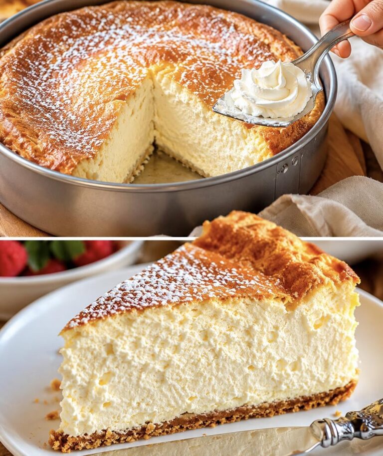 Käsekuchen mit Vanillepudding auf Keksboden