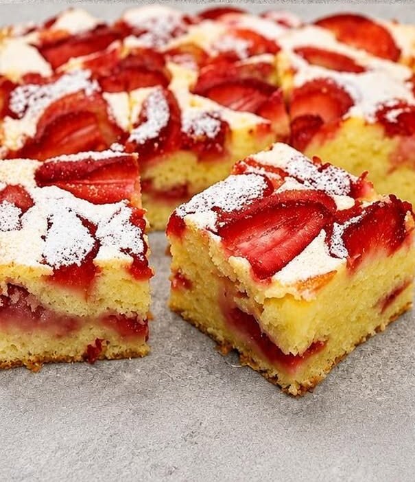 Erdbeer-Blechkuchen wie von Oma – saftig mit Tassenmaß
