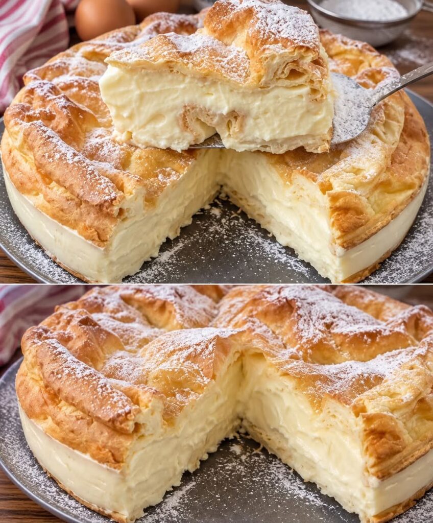 Karpatka – polnischer Puddingkuchen mit Vanillecreme und Puderzucker