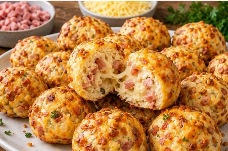 Schnelle Salami-Käse-Bällchen aus Pizzateig